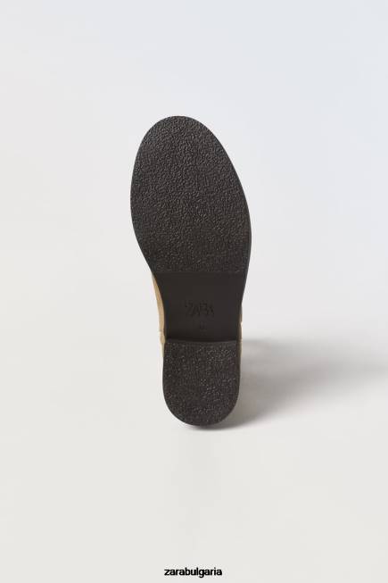 Zara обувки 66FT1616 деца кожени каубойски боти до глезена бежово