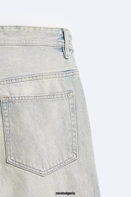 Zara облекло 66FT1086 мъже винтидж дънки с цип светло синьо