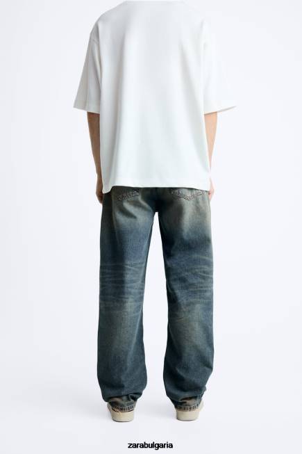 Zara облекло 66FT1087 мъже дънки с права кройка син