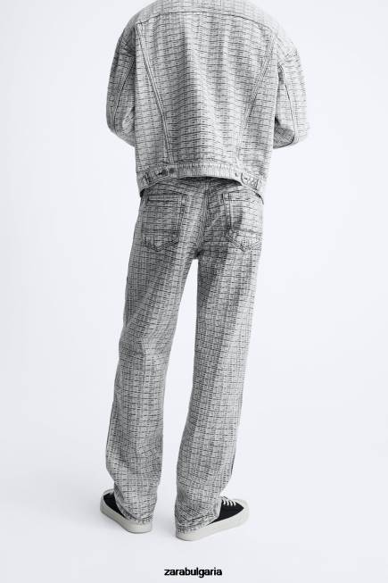 Zara облекло 66FT1089 мъже дънки с геометричен жакард сиво