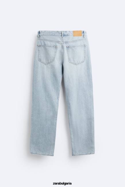 Zara облекло 66FT1090 мъже скъсани прави дънки средно синьо
