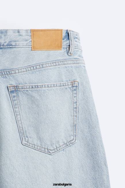 Zara облекло 66FT1090 мъже скъсани прави дънки средно синьо
