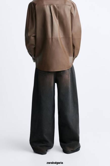 Zara облекло 66FT1100 мъже широки дънки тъмно кафяво