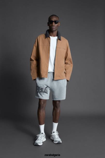 Zara облекло 66FT1235 мъже вечни шорти за джогинг сив мергел