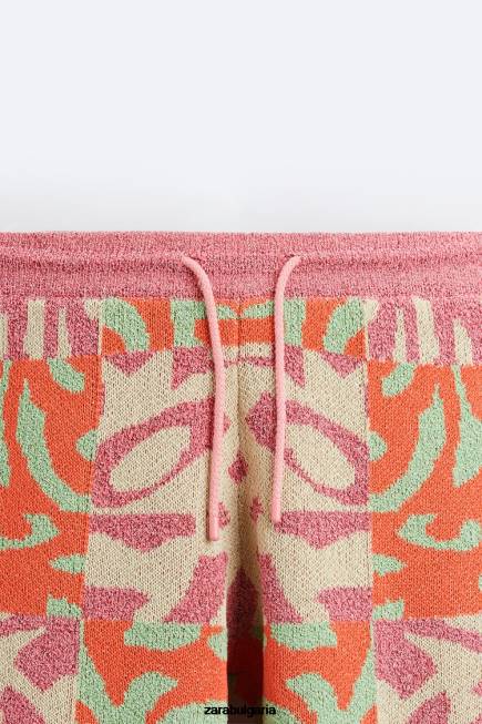 Zara облекло 66FT1238 мъже жакардови пачуърк плетени шорти розово