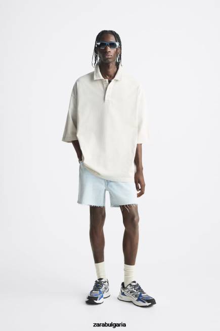 Zara облекло 66FT1244 мъже съкратени дънкови шорти светло синьо