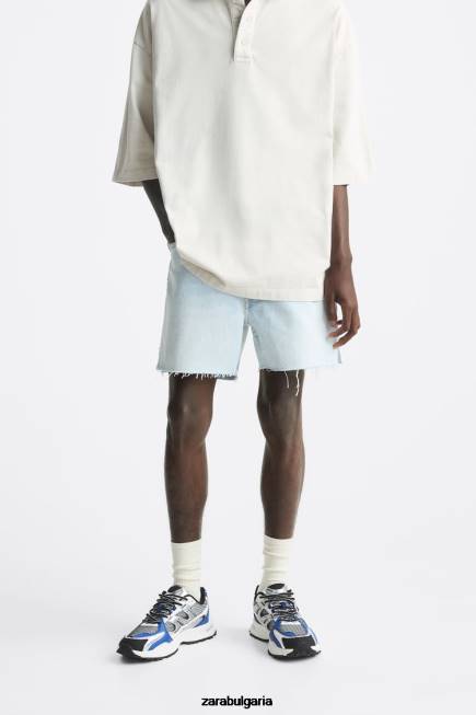 Zara облекло 66FT1244 мъже съкратени дънкови шорти светло синьо