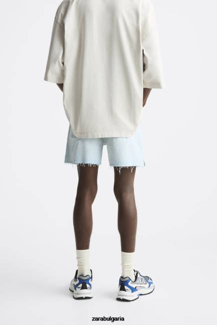 Zara облекло 66FT1244 мъже съкратени дънкови шорти светло синьо