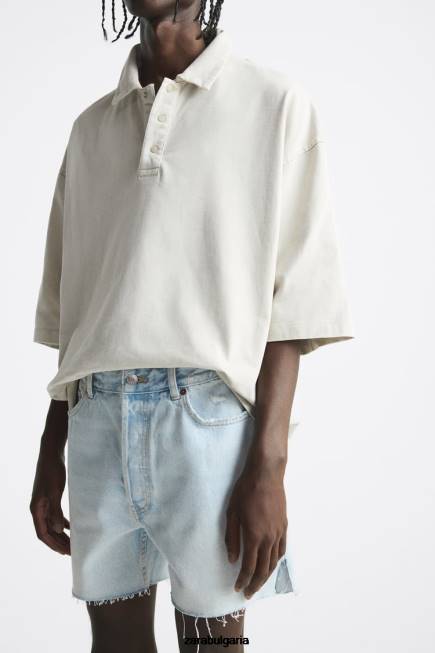 Zara облекло 66FT1244 мъже съкратени дънкови шорти светло синьо