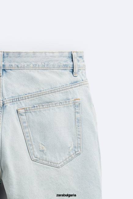 Zara облекло 66FT1244 мъже съкратени дънкови шорти светло синьо