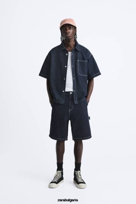 Zara облекло 66FT1245 мъже дърводелски шорти с джоб син
