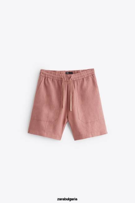 Zara облекло 66FT1253 мъже Шорти от 100% лен розово