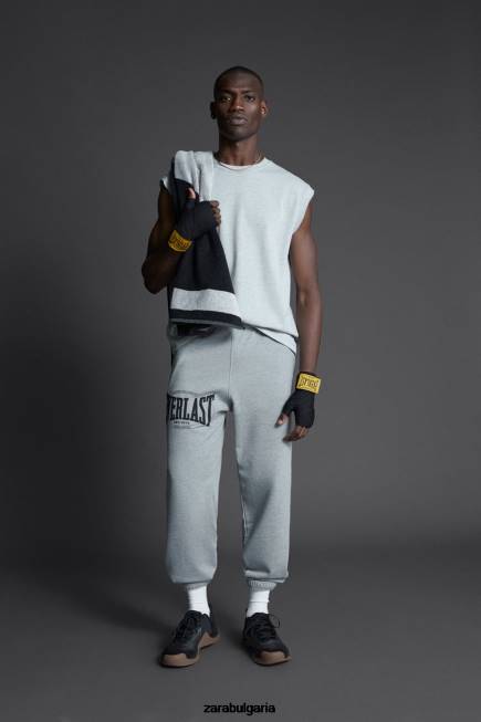 Zara облекло 66FT946 мъже вечни панталони за джогинг сив мергел