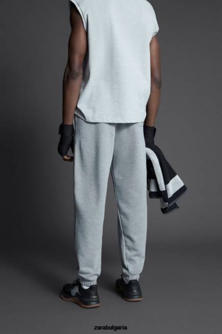 Zara облекло 66FT946 мъже вечни панталони за джогинг сив мергел