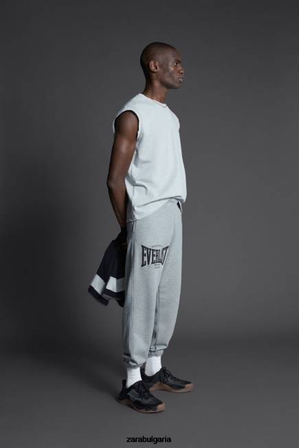 Zara облекло 66FT946 мъже вечни панталони за джогинг сив мергел