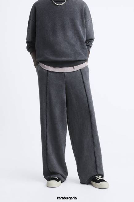 Zara облекло 66FT948 мъже изпрани цветни джогинг панталони тъмен антрацит