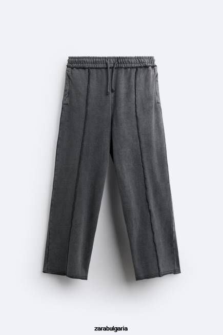 Zara облекло 66FT948 мъже изпрани цветни джогинг панталони тъмен антрацит