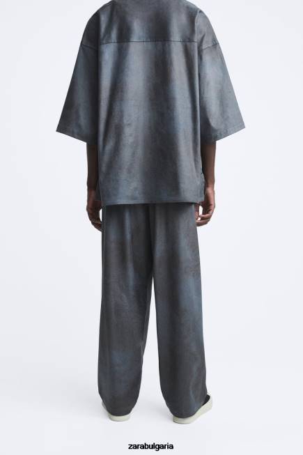 Zara облекло 66FT949 мъже изпрани панталони от изкуствен велур сиво