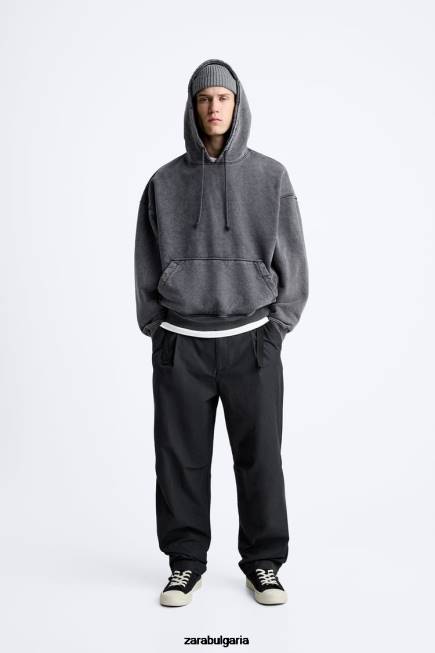 Zara облекло 66FT952 мъже технически панталон с колан черен