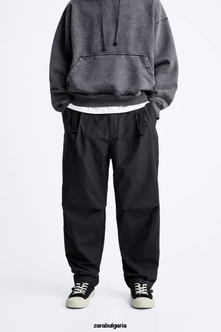 Zara облекло 66FT952 мъже технически панталон с колан черен