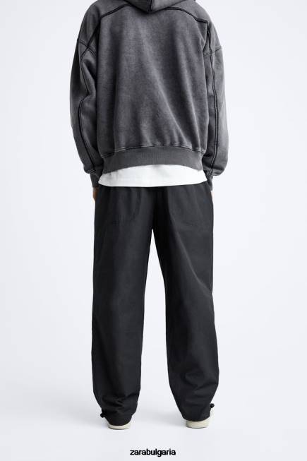 Zara облекло 66FT952 мъже технически панталон с колан черен