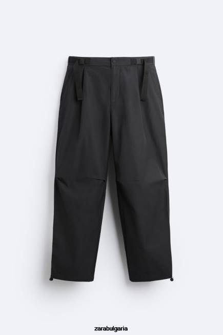 Zara облекло 66FT952 мъже технически панталон с колан черен