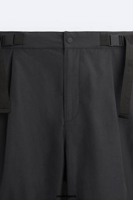 Zara облекло 66FT952 мъже технически панталон с колан черен