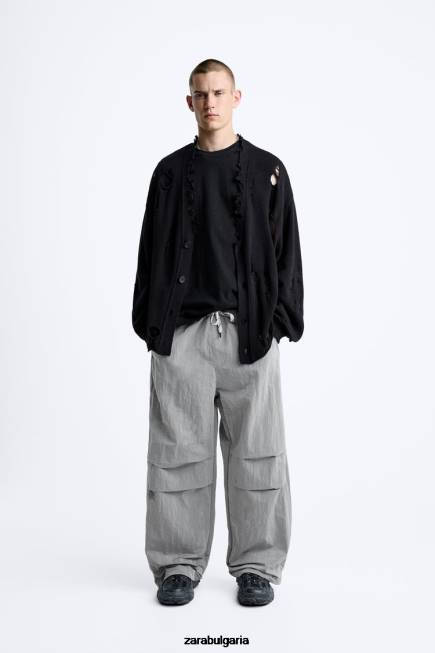 Zara облекло 66FT953 мъже панталон технически парашут сребро