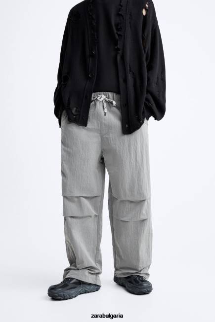 Zara облекло 66FT953 мъже панталон технически парашут сребро