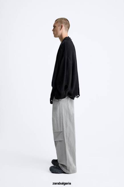 Zara облекло 66FT953 мъже панталон технически парашут сребро