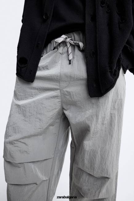 Zara облекло 66FT953 мъже панталон технически парашут сребро