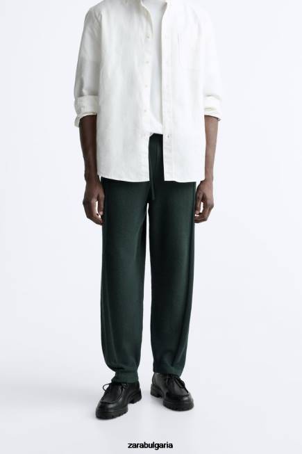Zara облекло 66FT958 мъже плетени панталони за джогинг зелено