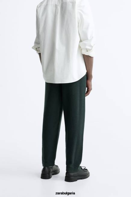 Zara облекло 66FT958 мъже плетени панталони за джогинг зелено