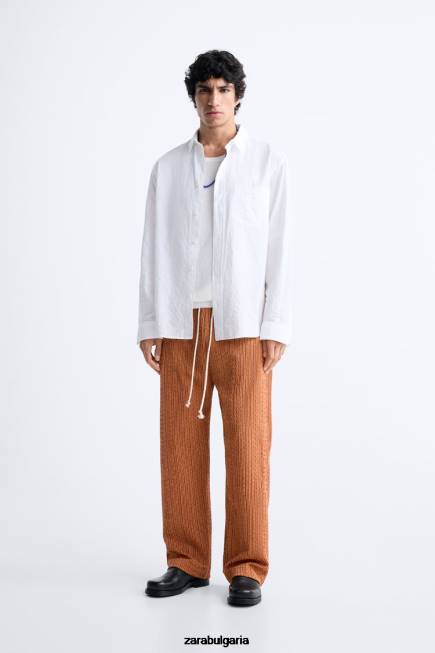 Zara облекло 66FT961 мъже геометрични жакардови панталони екрю/жълто