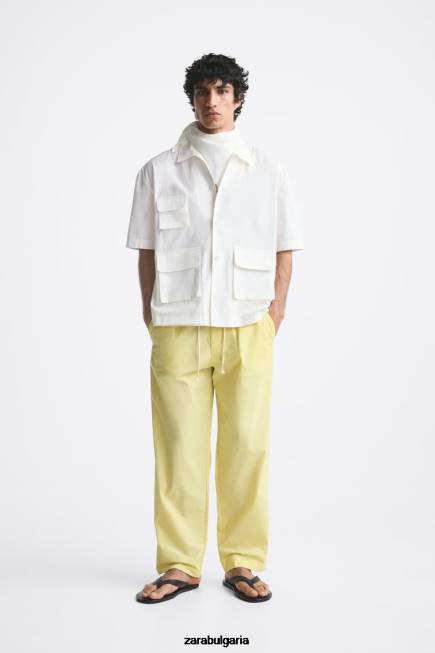 Zara облекло 66FT962 мъже панталони за джогинг лайм зелено