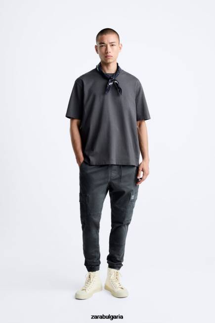 Zara облекло 66FT965 мъже меки карго панталони средно сиво