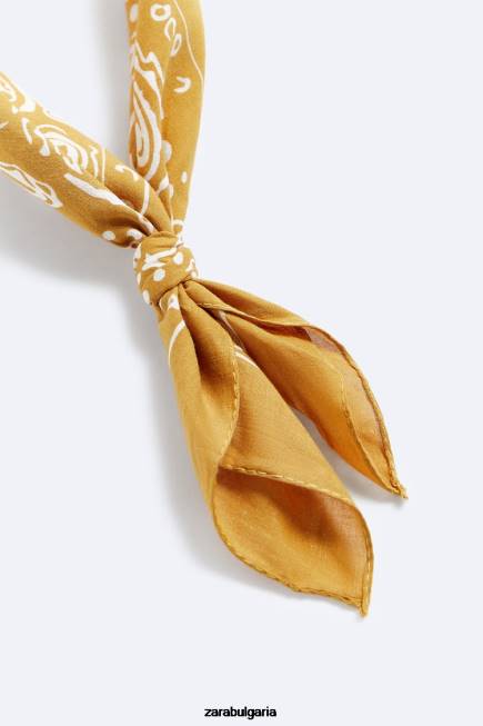 Zara аксесоари 66FT1395 мъже бандана с пейсли печат горчица