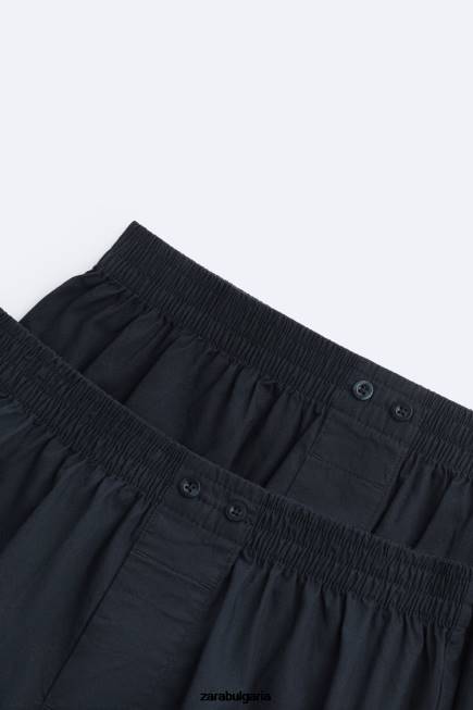 Zara аксесоари 66FT1413 мъже 2 пакета боксерки от поплин на райета тъмносин