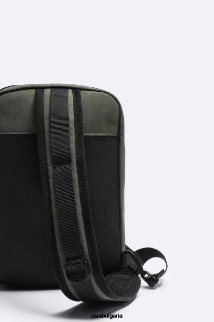 Zara аксесоари 66FT1285 мъже техническа чанта през рамо каки зелено