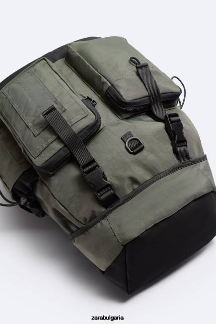 Zara аксесоари 66FT1286 мъже раница технически изследовател каки зелено