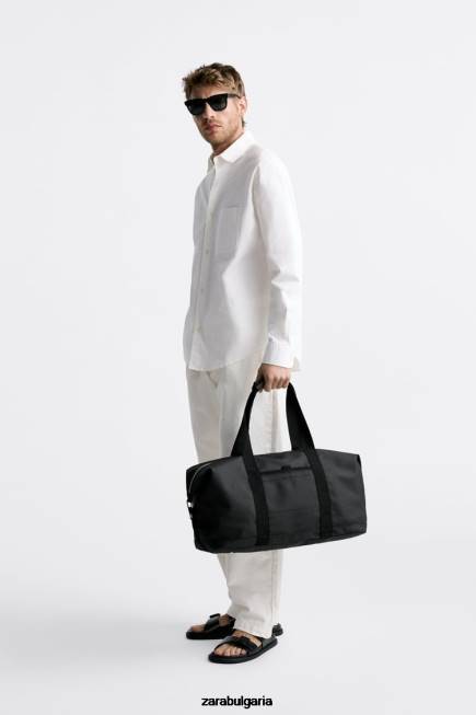 Zara аксесоари 66FT1288 мъже текстурирана спортна чанта черен