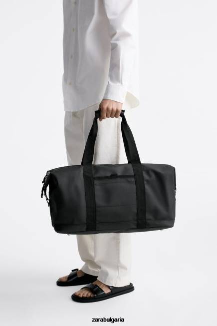 Zara аксесоари 66FT1288 мъже текстурирана спортна чанта черен