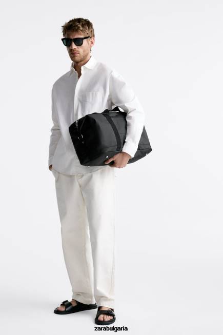 Zara аксесоари 66FT1288 мъже текстурирана спортна чанта черен