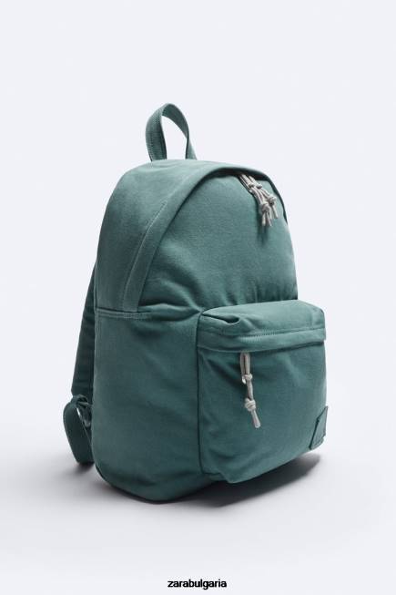 Zara аксесоари 66FT1294 мъже изпрана платнена раница зелено