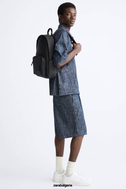 Zara аксесоари 66FT1295 мъже гумирана тънка раница черен