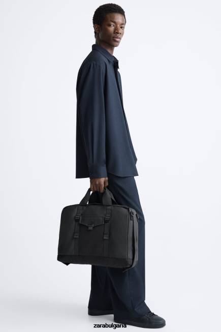 Zara аксесоари 66FT1297 мъже гумирано многофункционално куфарче черен