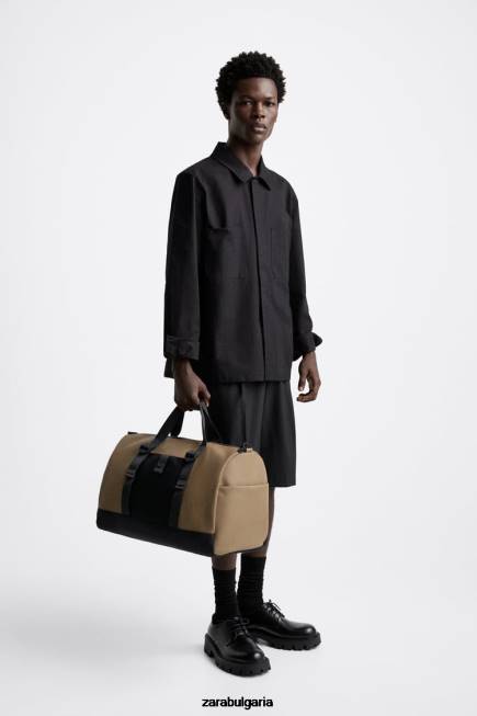 Zara аксесоари 66FT1299 мъже гумирана спортна чанта пясъчно кафяво