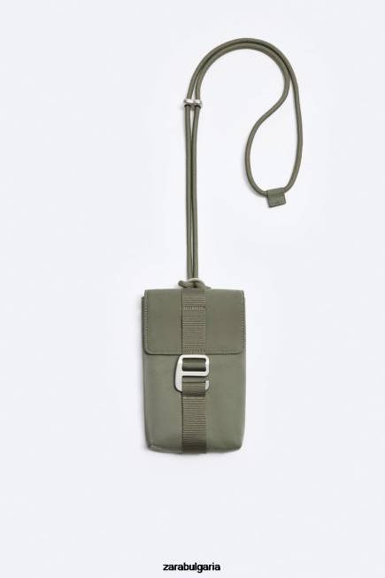 Zara аксесоари 66FT1302 мъже найлонова чанта за телефон каки зелено