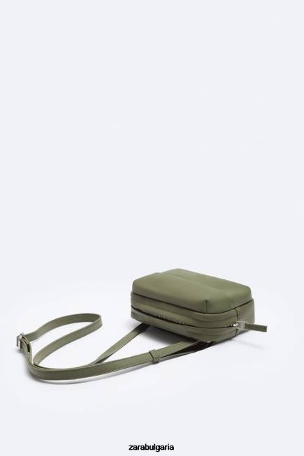 Zara аксесоари 66FT1305 мъже гумирана мини чанта с капак през рамо зелено