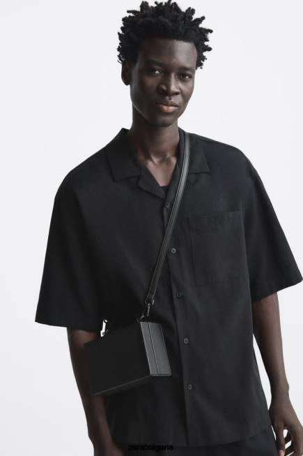 Zara аксесоари 66FT1311 мъже твърда кутия кръстосана чанта черен